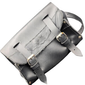 Harley Davidson Leather Motorcycle Fork Tool Bag Black Embossed Logo‎ Pouch